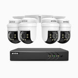 APTK500 - 5MP 4 Kanal außen Kabelgebunden Überwachungskamera-Set mit 4 Kameras, 350° Pan & 90° Tilt, 30 m IR-Nachtsicht, IP65 wetterfest