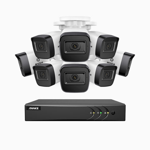 EL200 - 1080p 16 Kanal außen Kabelgebunden Überwachungskamera-Set mit 8 Kameras, intelligenter DVR mit Erkennung von Menschen & Fahrzeugen, 20 Meter Infrarot-Nachtsicht, 4-in-1-Ausgangssignal, IP67