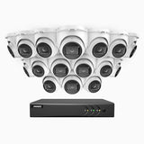 EL200 - 1080p 16 Kanal außen Kabelgebunden Überwachungskamera-Set mit 16 Kameras, intelligenter DVR mit Erkennung von Menschen & Fahrzeugen, 20 Meter Infrarot-Nachtsicht, 4-in-1-Ausgangssignal, IP67