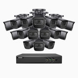 EL200 - 1080p 16 Kanal außen Kabelgebunden Überwachungskamera-Set mit 16 Kameras, intelligenter DVR mit Erkennung von Menschen & Fahrzeugen, 20 Meter Infrarot-Nachtsicht, 4-in-1-Ausgangssignal, IP67