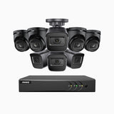 EL200 - 1080p 16 Kanal außen Kabelgebunden Überwachungskamera-Set mit 4 Bullet Kameras & 4 Turm Kameras, intelligenter DVR mit Erkennung von Menschen & Fahrzeugen, 20 Meter Infrarot-Nachtsicht, 4-in-1-Ausgangssignal, IP67