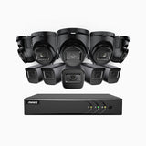 EL200 - 1080p 16 Kanal außen Kabelgebunden Überwachungskamera-Set mit 5 Bullet Kameras & 5 Turm Kameras, intelligenter DVR mit Erkennung von Menschen & Fahrzeugen, 20 Meter Infrarot-Nachtsicht, 4-in-1-Ausgangssignal, IP67