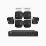 EL200 - 1080p 8 Kanal außen Kabelgebunden Überwachungskamera-Set mit 6 Kameras, intelligenter DVR mit Erkennung von Menschen & Fahrzeugen, 20 Meter Infrarot-Nachtsicht, 4-in-1-Ausgangssignal, IP67