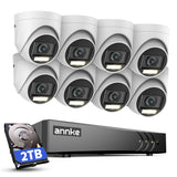 ANNKE 3K Kabelgebundenes Überwachungskamera Aussen Set with 8X 3K Audio Kameras und Farb-Nachtsicht, 8CH 5MP Lite 5 in 1 DVR Recorder mit Person- und Fahrzeugerkennung, 2TB Festplatte, IP67
