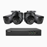 EL200 - 1080p 8 Kanal außen Kabelgebunden Überwachungskamera-Set mit 2 Bullet Kameras & 2 Turm Kameras, intelligenter DVR mit Erkennung von Menschen & Fahrzeugen, 20 Meter Infrarot-Nachtsicht, 4-in-1-Ausgangssignal, IP67