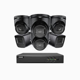 EL200 - 1080p 8 Kanal außen Kabelgebunden Überwachungskamera-Set mit 2 Bullet Kameras & 4 Turm Kameras, intelligenter DVR mit Erkennung von Menschen & Fahrzeugen, 20 Meter Infrarot-Nachtsicht, 4-in-1-Ausgangssignal, IP67