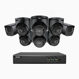 EL200 - 1080p 8 Kanal außen Kabelgebunden Überwachungskamera-Set mit 2 Bullet Kameras & 6 Turm Kameras, intelligenter DVR mit Erkennung von Menschen & Fahrzeugen, 20 Meter Infrarot-Nachtsicht, 4-in-1-Ausgangssignal, IP67