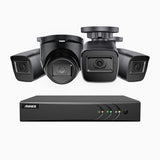 EL200 - 1080p 8 Kanal außen Kabelgebunden Überwachungskamera-Set mit 3 Bullet Kameras & 1 Turm Kameras, intelligenter DVR mit Erkennung von Menschen & Fahrzeugen, 20 Meter Infrarot-Nachtsicht, 4-in-1-Ausgangssignal, IP67