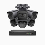 EL200 - 1080p 8 Kanal außen Kabelgebunden Überwachungskamera-Set mit 3 Bullet Kameras & 3 Turm Kameras, intelligenter DVR mit Erkennung von Menschen & Fahrzeugen, 20 Meter Infrarot-Nachtsicht, 4-in-1-Ausgangssignal, IP67