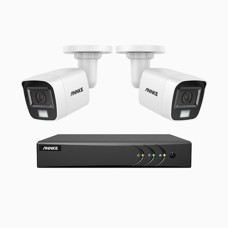 ADLK200 - 1080p 8 Kanal außen Kabelgebunden Überwachungskamera-Set mit 2 Kameras, Zwei Lichtern Nachtsicht, 4-in-1 Ausgangssignal, Eingebautes Mikrofon, IP67 wetterfest