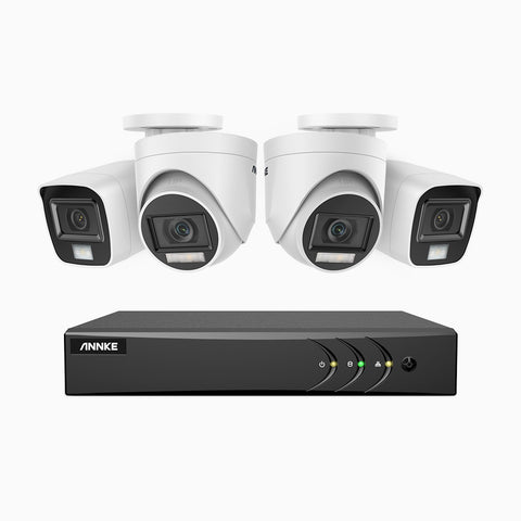 ADLK200 - 1080p 8 Kanal außen Kabelgebunden Überwachungskamera -Set mit 2 Bullet Kameras & 2 Turm Kameras, Zwei Lichtern Nachtsicht, 4-in-1 Ausgangssignal, Eingebautes Mikrofon, IP67 wetterfest