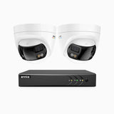 ACDK500 - 3K 8 Kanal außen Kabelgebunden Überwachungskamera-Set mit 2 Dual-Objektiv Kameras, 180° Panoramaansicht, intelligente Dual-Licht-Nachtsicht, Eingebautes Mikrophon, IP67 wasserdicht