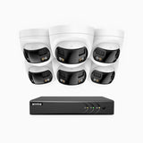 ACDK500 - 3K 8 Kanal außen Kabelgebunden Überwachungskamera-Set mit 6 Dual-Objektiv Kameras, 180° Panoramaansicht, intelligente Dual-Licht-Nachtsicht, Eingebautes Mikrophon, IP67 wasserdicht