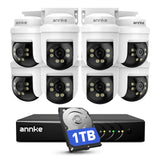 ANNKE 3K Kabelgebundenes überwachungskamera aussen Set für den Außenbereich, 8X 3K PTZ Kamera mit Audio, 8 Kanal 5MP Lite DVR mit KI Personen-/Autoerkennung und 1TB Festplatte, 100FT IR Nachtsicht