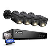 ANNKE 4x1080p Farbnachtsicht Überwachungskamera Aussen Set mit 500GB HDD, 3K Lite 8 Kanal DVR Recorder, 2MP Analog Überwachungskamera Aussen Set, AI Personen- & Fahrzeugerkennung, IP67 Wetterfest