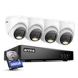 ANNKE 8 Kanal 3K Lite DVR Recorder,4x1080p Kabelgebundene Kamera,500GB HDD, Personen- & Fahrzeugerkennung, 1080p Sicherheitskamera System, 4X 2MP Farb-Nachtsicht Außenkameras,E-Mail-Alarm mit Bildern