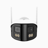 WCD400P – 4MP Funk Dual-Lens Überwachungskamera Außen, 170° Weitwinkel, 2,4/5 GHz Dualband-WLAN, Dual-Light Nachtsicht, Bewegungserkennung, Zwei-Wege-Audio, kompatibel mit Alexa