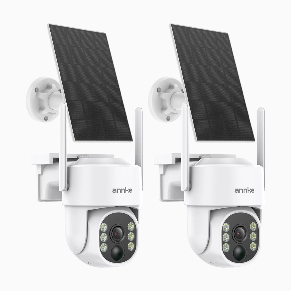 WB400 - 2er-Set 4MP Funk Überwachungskamera Außen, Dualband-WLAN, Bewegungserkennung, Zwei-Wege-Audio, 9000 mAh wiederaufladbarer Akku & Solarstromversorgung, 270° Pan & 90° Tilt, lauter Alarm & bis zu 256 GB lokaler Speicher, kompatibel mit Alexa