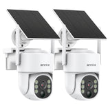 ANNKE 2.5K/4MP Solar Überwachungskamera Aussen Akku, 360° Schwenkbar WLAN Kamera Outdoor Kabellos, 2, 4/5GHz WiFi, Farbnachtsicht, PIR-Bewegungserkennung, Licht- & Ton-Alarm, 2-Wege-Audio, (2-Pack)
