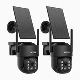 WB400 - 2er-Set 4MP Funk Akku-Überwachungskamera für außen, Dual-Band-WLAN, 270°/90° PT, 9000-mAh-Akku & Solar, Bewegungserkennung, Zwei-Wege-Audio