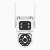 WCD400 - 4MP Funk Dual-Lens Überwachungskamera Außen,  2.4G/5G Dualband-WLAN, 350° Schwenk & 90° Neigung, Dual-Light Nachtsicht, Bewegungserkennung, Zwei-Wege-Audio, Cloud-Speicherung & bis zu 256 GB lokaler Speicher, kompatibel mit Alexa