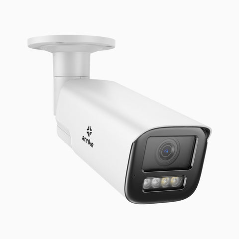 ACZ800 - 4K PoE Überwachungskamera außen, 4X Optischer Zoom, 2,8-12 MM motorisiertes Varifokalobjektiv, Intelligente Zwei Lichtern Nachtsicht, Bewegungserkennung 2.0, Eingebautes Mikrophon, Alarmierung mit sirene und blitzlicht