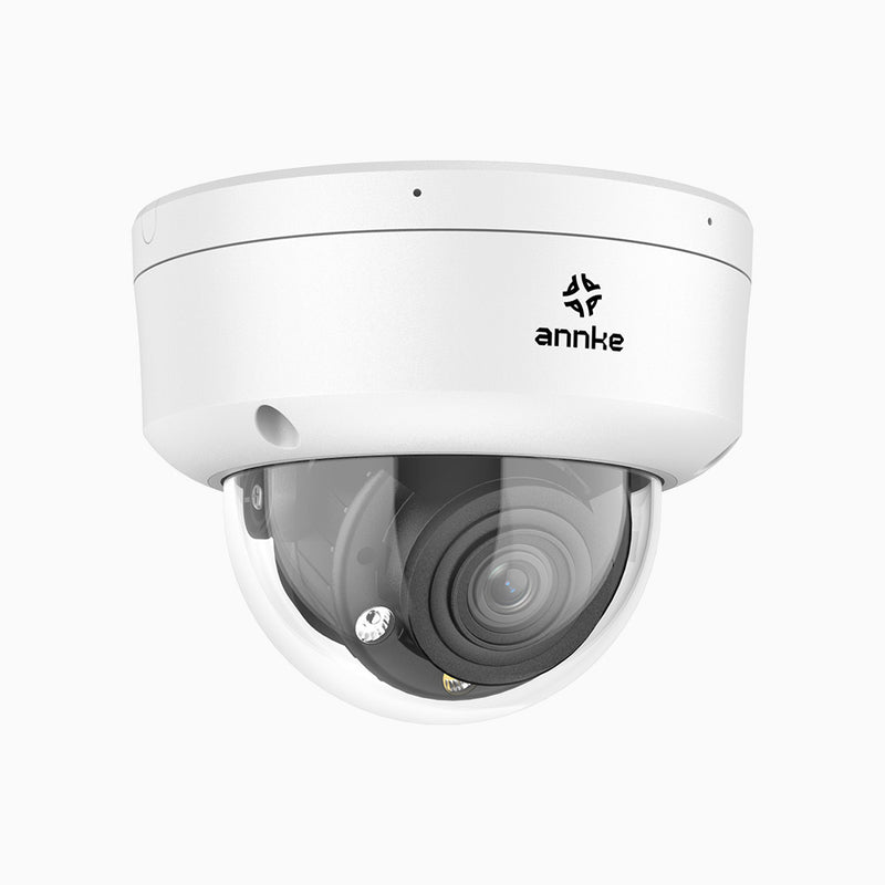 ACZ800 - 4K PoE Überwachungskamera außen, 4X Optischer Zoom, 2,8-12 MM motorisiertes Varifokalobjektiv, Intelligente Zwei Lichtern Nachtsicht, Bewegungserkennung 2.0, Eingebautes Mikrophon, Alarmierung mit sirene und blitzlicht