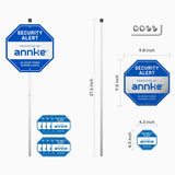 ANNKE 10-Zoll Sicherheits-Warnschild aus 100 % Aluminium, mit Erdspieß & 8 Fensteraufklebern, reflektierend & lichtbeständig, Überwachungsschild für Haus, Garten & Grundstück
