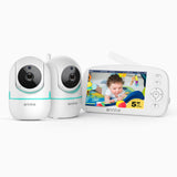 Tivona - 1080p 5" HD Video Babyphone mit Kamera, Zwei-Wege-Audio, Geräusch- & Temperaturerkennung, Fütterungserinnerung, 360° Schwenk/Neige, 2X Zoom, 5000mAh Akku, VOX-Funktion