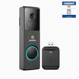 Whiffle - 1080P HD Funk Video-Türklingel, 148° Sichtfeld, mit 4800mAh Akku, Bewegungserkennung, Zwei-Wege-Audio, Cloud- & TF-Karten-Speicher, Kompatibel mit Alexa