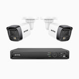 H500 - 3K 4 Kanal PoE Überwachungskamera-Set mit 2 Kameras, Intelligente Dual-Licht-Nachtsicht, 3072 × 1728 @ 20fps, intelligente Erkennung von Personen und Fahrzeugen, integriertes Mikrofon, IP67