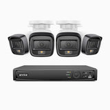 H500 - 3K 4 Kanal PoE Überwachungskamera-Set mit 4 Kameras, Intelligente Dual-Licht-Nachtsicht, 3072 × 1728 @ 20fps, intelligente Erkennung von Personen und Fahrzeugen, integriertes Mikrofon, IP67