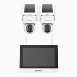 WTB400 – 4MP WLAN-Überwachungssystem mit 7″ -IPS-Touchscreen, 4-Kanal NVR & 2 Solarkameras, Bewegungserkennung, Gegensprechfunktion, 9000-mAh-Akku, Solarbetrieben, 270° Schwenken & 90° Neigen, Alexa-kompatibel
