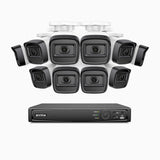 H300 - 3MP 16 Kanal PoE Überwachungskamera-Set mit 10 Kameras,EXIR 2.0 Nachtsicht, Bewegungserkennung, H.265+, IP67 Wetterfest