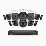 H300 - 3MP 16 Kanal PoE Überwachungskamera-Set mit 12 Kameras,EXIR 2.0 Nachtsicht, Bewegungserkennung, H.265+, IP67 Wetterfest