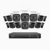 H300 - 3MP 16 Kanal PoE Überwachungskamera-Set mit 14 Kameras,EXIR 2.0 Nachtsicht, Bewegungserkennung, H.265+, IP67 Wetterfest