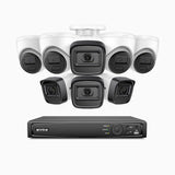 H300 - 3MP 16 Kanal PoE Überwachungskamera-Set mit 4 Bullet Kameras & 4 Turm Kameras, EXIR 2.0 Nachtsicht, Bewegungserkennung, H.265+, IP67 Wetterfest