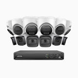 H300 - 3MP 16 Kanal PoE Überwachungskamera-Set mit 6 Bullet Kameras & 6 Turm Kameras, EXIR 2.0 Nachtsicht, Bewegungserkennung, H.265+, IP67 Wetterfest