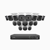 H300 - 3MP 16 Kanal PoE Überwachungskamera-Set mit 8 Bullet Kameras & 8 Turm Kameras, EXIR 2.0 Nachtsicht, Bewegungserkennung, H.265+, IP67 Wetterfest