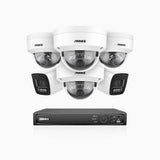 H800 - 4K 16 Kanal PoE Überwachungskamera-Set mit 2 Bullet Kameras & 4 Dome (IK10) Kameras, Farbe & IR Nachtsicht, Vandalensichere, Personen- und Fahrzeugerkennung, Eingebautes Mikrofon, 96° Sichtfeld, Unterstützt RTSP