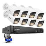 ANNKE 4K PoE Sicherheitskamera Set, 16-Kanal NVR mit 4TB HDD für 24/7 Aufnahme, 8X 8MP PoE IP Kameras mit Farbnachtsicht, Personen und Fahrzeugerkennung, IP67 Wasserdicht