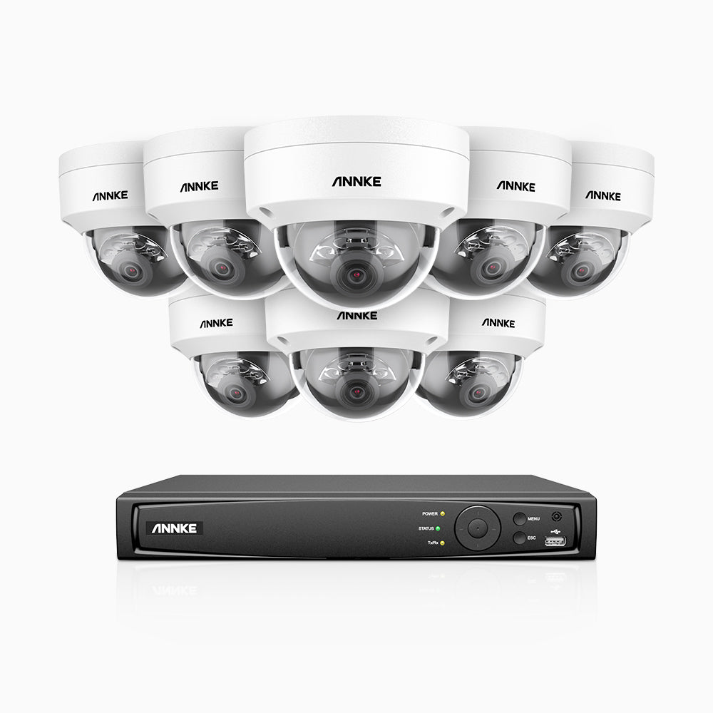 H1200 - 4K 12MP 8 Kanal PoE Überwachungskamera-Set mit 8 Kameras, Farbe & IR Nachtsicht, Erkennung von Menschen & Fahrzeugen, H.265+, Eingebautes Mikrofon, Max. 512 GB lokaler Speicher, IP67