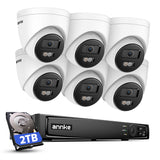 ANNKE 4K PoE Überwachungskamera Set Aussen, 8-Kanal NVR mit 2TB HDD für 24/7 Aufnahme, 6X 8MP PoE IP Kameras mit Farbnachtsicht, Personen und Fahrzeugerkennung, IP67 Wasserdicht