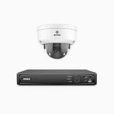 AZH800 - 4K 8 Kanal PoE Dome Überwachungskamera-Set mit 1 Kamera, 4X Optischer Zoom, 2,8-12 MM motorisiertes Varifokalobjektiv, Intelligente Zwei Lichtern Nachtsicht, Bewegungserkennung 2.0, Eingebautes Mikrophon, Alarmierung mit sirene und blitzlicht