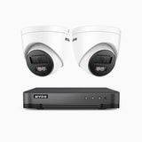 H800 - 4K 8 Kanal PoE Überwachungskamera-Set mit 2 Kameras, Farbe & IR Nachtsicht, Personen- und Fahrzeugerkennung, 96° Sichtfeld, Eingebautes Mikrofon, Unterstützt RTSP