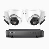 H800 - 4K 8 Kanal PoE Überwachungskamera-Set mit 4 Kameras, Personen- und Fahrzeugerkennung, Eingebautes Mikrofon, Farbe & IR Nachtsicht, 96° Sichtfeld, Unterstützt RTSP