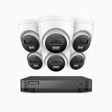 H800 - 4K 8 Kanal PoE Überwachungskamera-Set mit 6 Kameras, Farbe & IR Nachtsicht, Personen- und Fahrzeugerkennung, Eingebautes Mikrofon, 96° Sichtfeld, Unterstützt RTSP