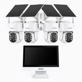 WTB400 - 4MP WLAN-Überwachungssystem mit 12″ -IPS-Touchscreen, 10-Kanal NVR & 4 Solarkameras, Bewegungserkennung, Gegensprechfunktion, 9000-mAh-Akku, Solarbetrieben, 270° Schwenken & 90° Neigen, Alexa-kompatibel
