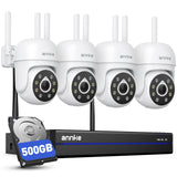 ANNKE 5MP WLAN Überwachungskamera Set Aussen, 10CH 4K NVR mit 500GB HDD, 4X 3K 360° PTZ WiFi Kameras für 24/7 Aufnahme Innen Outdoor, Farbnachtsicht, 2-Wege-Audio, Personenerkennung, Spotlight Alarm