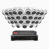 H500 - 3K 32 Kanal PoE Überwachungskamera-Set mit 32 Kameras, Eingebautes Mikrofon & SD-Kartensteckplatz, funktioniert mit Alexa, Inklusive 16-Port-PoE-Switch, EXIR Nachtsicht 2.0, IP67